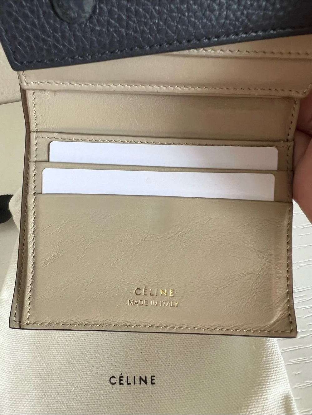 Celine Black Pebbled Leather Compact Wallet - Picture 7 of 13